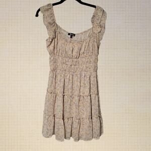 2000s Cottagecore Trixxi Floral Mini Dress Ruffled Sleeves Elastic Waist S Pastl
